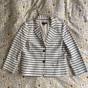 Ann Taylor Marine Stripe Cropped Blazer (Size 8)